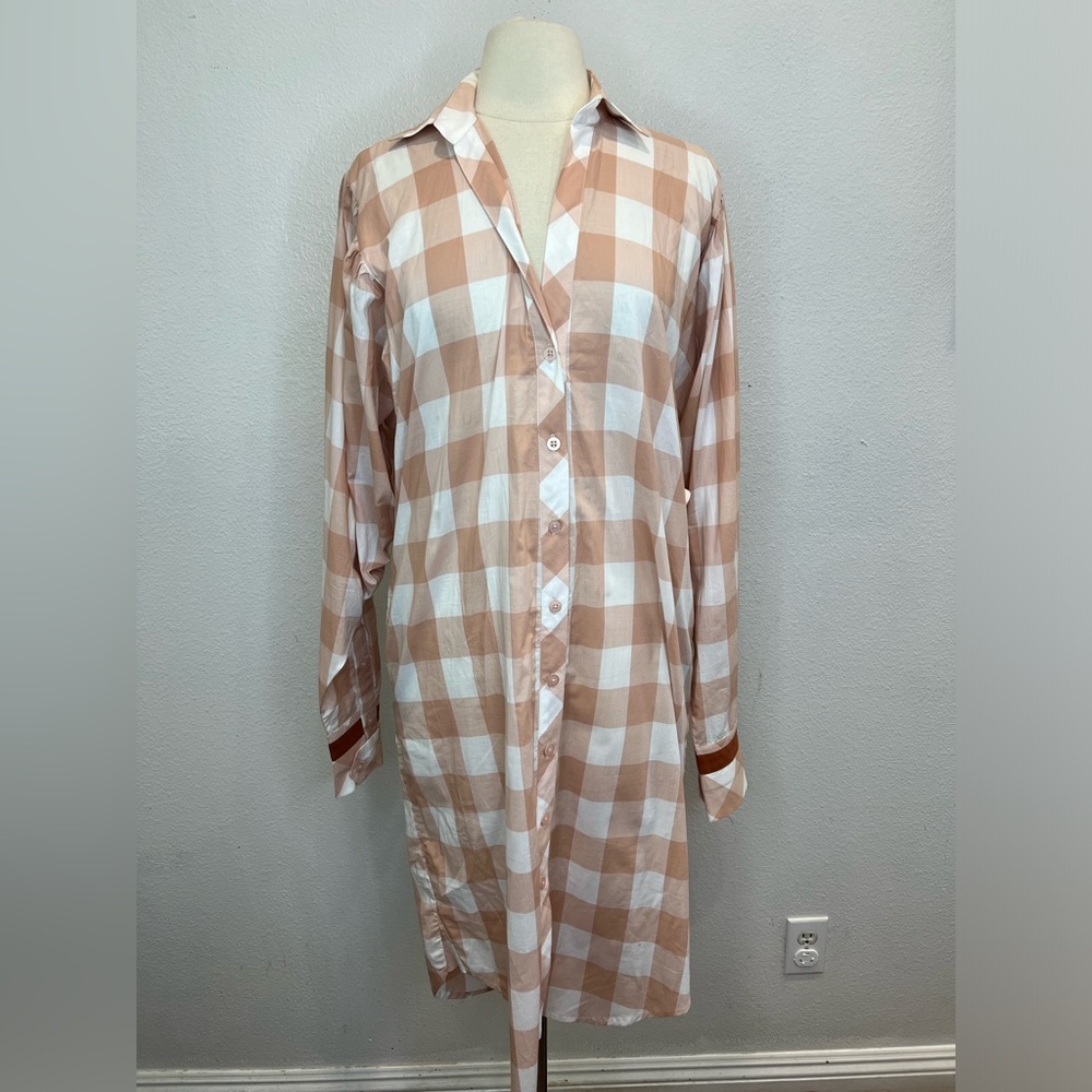 johanna ortiz Shirt dress Seasonal Shades Checkered Cotton‎ Pockets Size 4